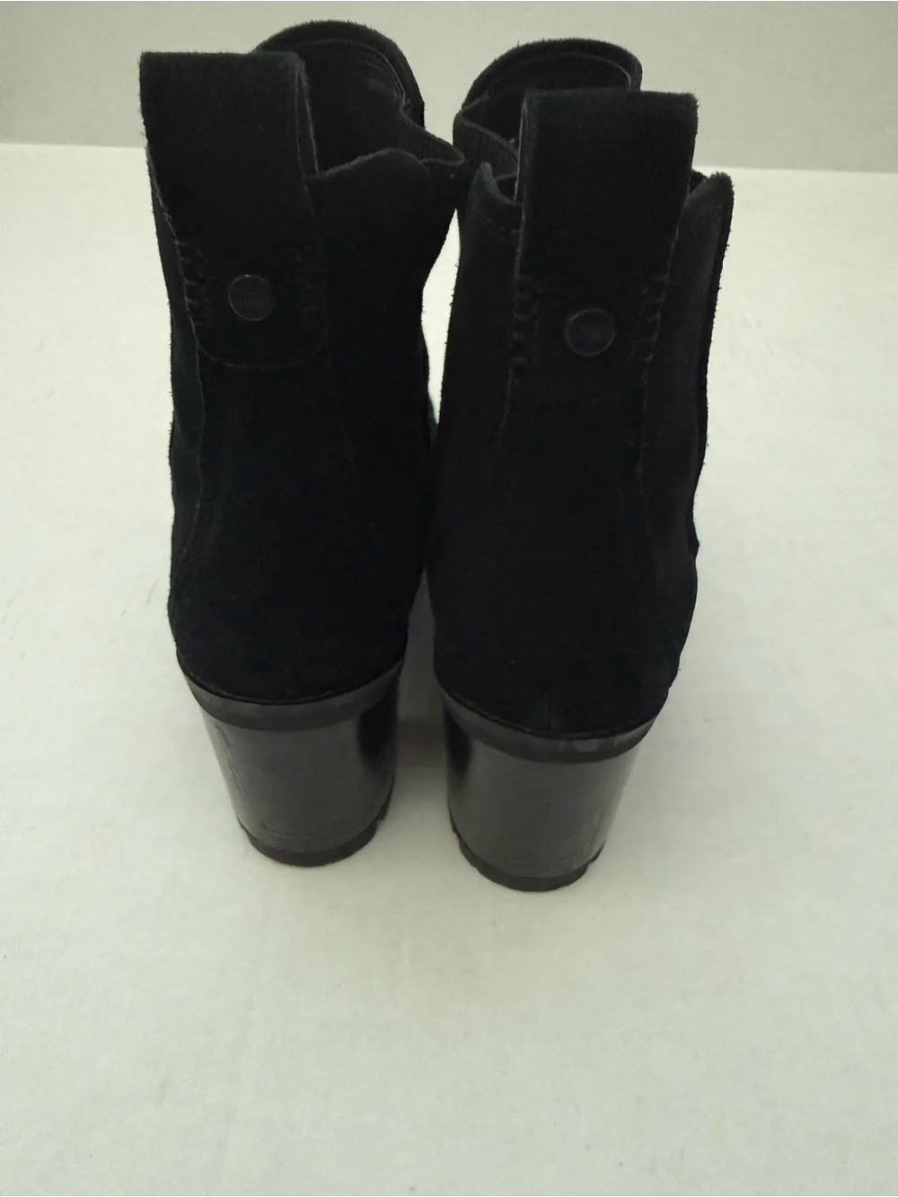 UGG Black Suede Chunky Heel Ankle Boots Size 10